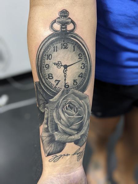 Tattoos - Rose and pocket watch - 142609