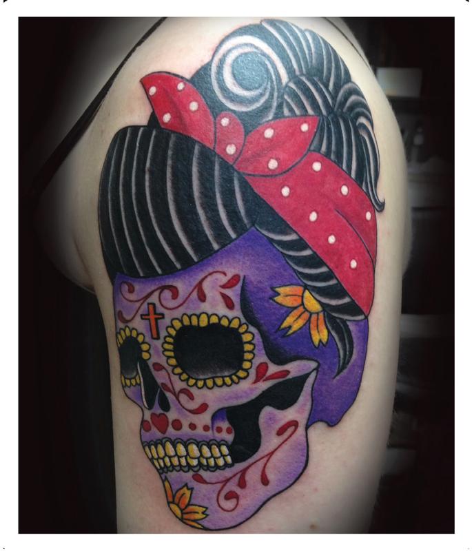 Set of gangster tattoo Hand drawn skull with bandana Skull