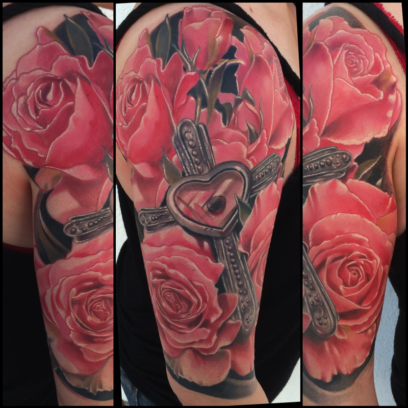 crosses with roses designs for tattoos