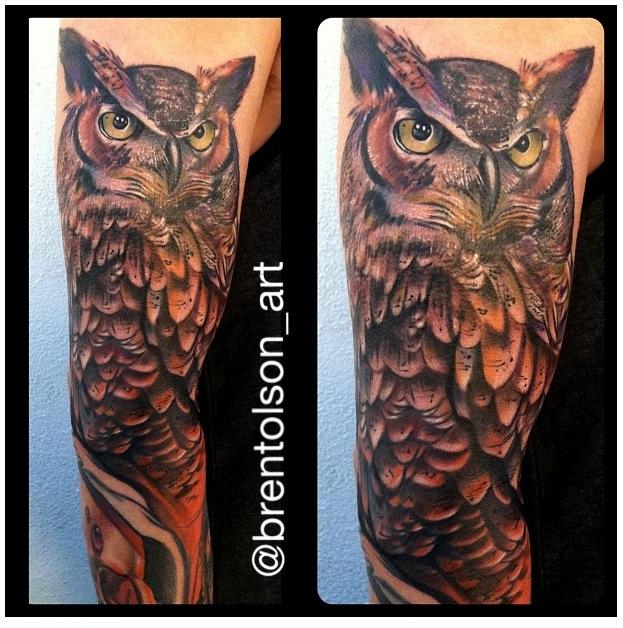 realistic owl tattoo