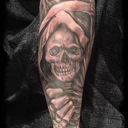 Tattoos - black and gray Grim Reaper tattoo - 64941