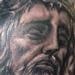 Tattoos - black and gray realistic portrait tattoo of jesus - 65404