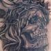 Tattoos - black and gray skull with roses tattoo - 64574
