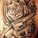 Tattoos - black and gray roses with horse shoe and gun tattoo - 64940
