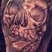 Tattoos - black and gray realistic skull tattoo, Big Gus Art Junkies Tattoos - 70474