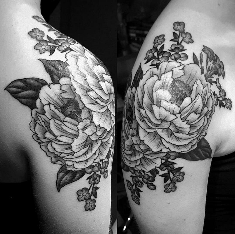 Peony tattoo  Visions Tattoo and Piercing