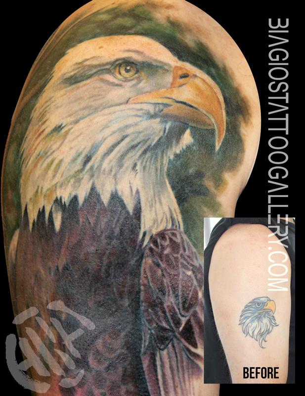 Bald Eagle CoverUp by BIAGIO TattooNOW