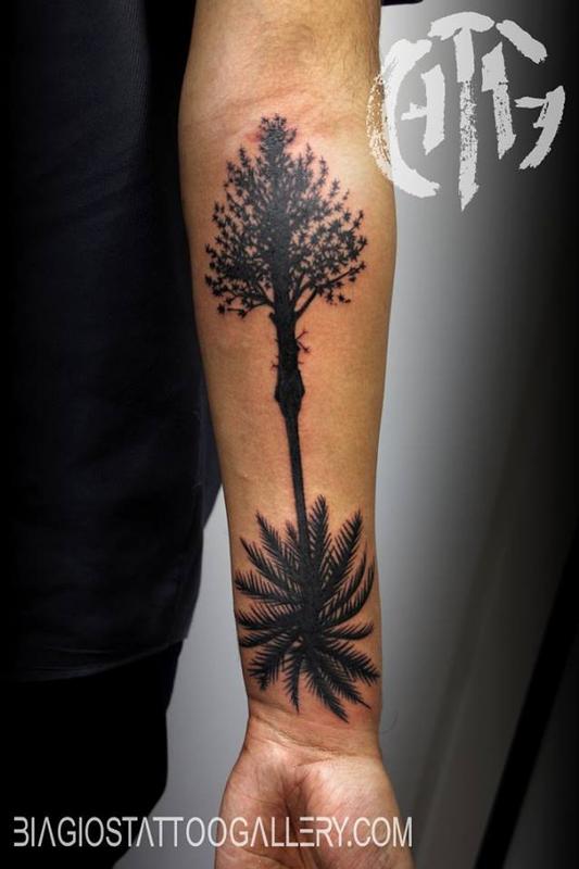 Premium Vector  Black and white color of beach and coconut trees tattoo