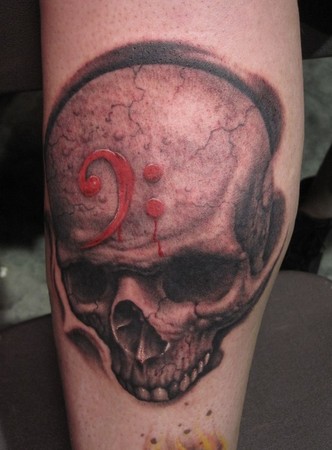 Tattoos - Bass clef-skull - 45667