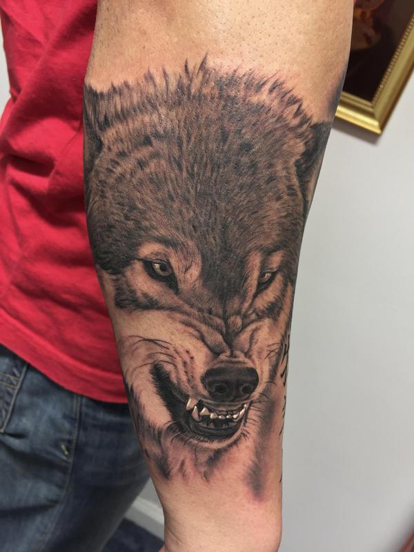 Snarling Wolf Tattoo by Bob Tyrrell: TattooNOW