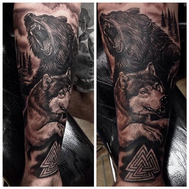 Start to a black and gray viking sleeve by Timothy B Boor: TattooNOW
