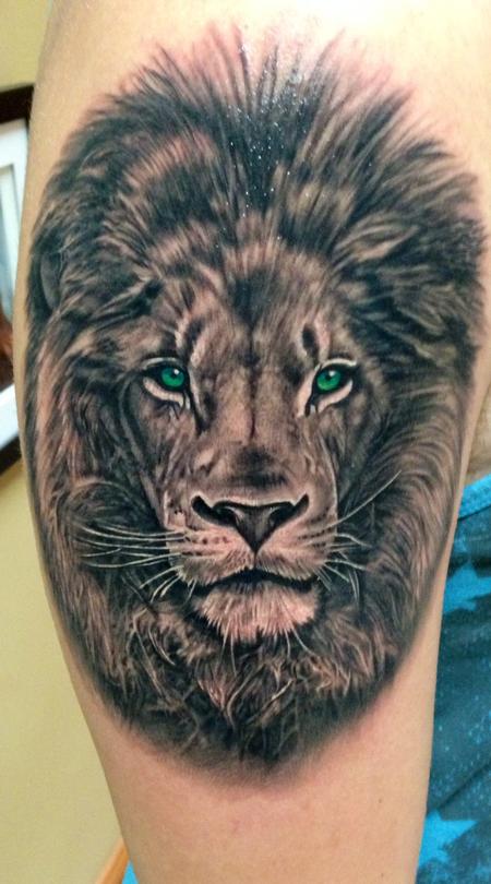 Tattoos - Black & Grey Lion Portrait  - 94816