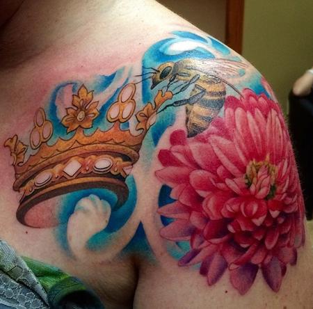 Tattoos - The Start of a Queen Bee Themed Sleeve In Progress - 97795