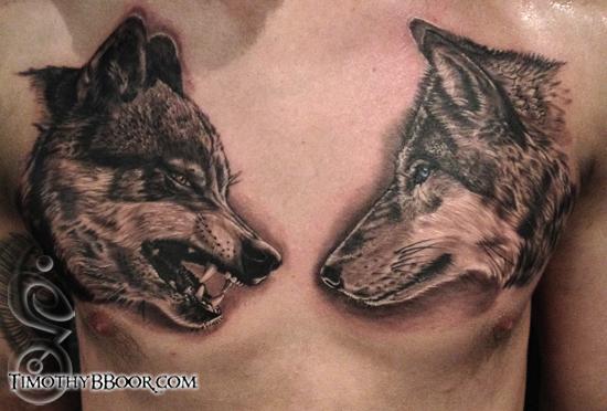Two wolves. by Timothy B Boor: TattooNOW