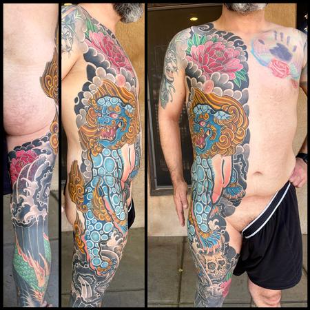 Tattoos - Foodog and peony side panel - 145599