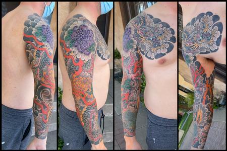 Tattoos - Dragon and chrysanthemum chest and arm sleeve - 145590