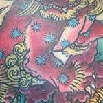 Tattoos - Red Foo dog and peony - 130626