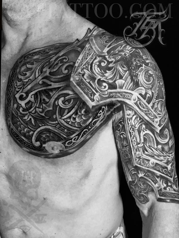 53 Amazing Armor Shoulder Tattoos