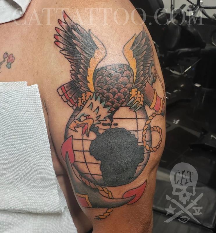 Eagle Globe and Anchor by Jared Austin : TattooNOW