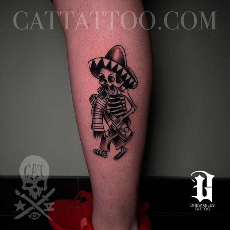 Posada by Shayne of the Dead Bohner Tattoo Art Print Skeleton  Purple  Leopard Boutique