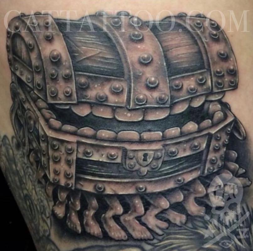 treasure chest tattoo for women