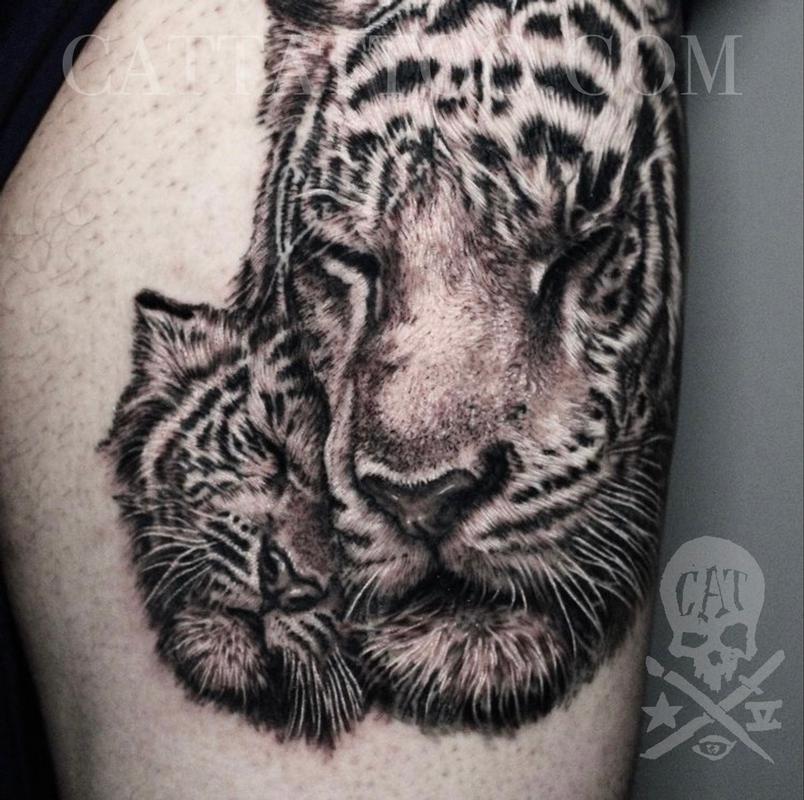 Tiger and Cub by Yoni: TattooNOW Tiger and Cub by Yoni: TattooNOW