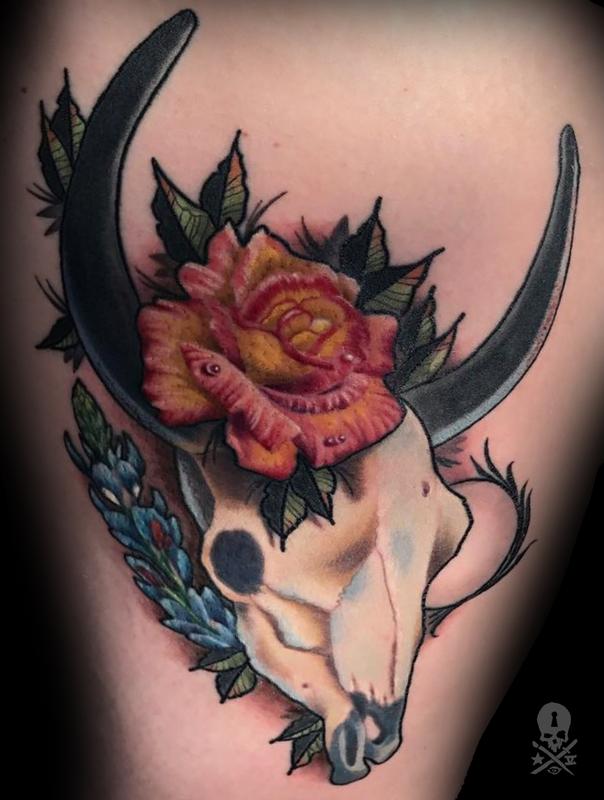 Bull Skull by Calvin F. Xavier III: TattooNOW