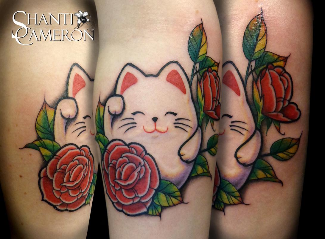 Maneki-neko ( lucky cat ) by Crystal Mandrigues: TattooNOW