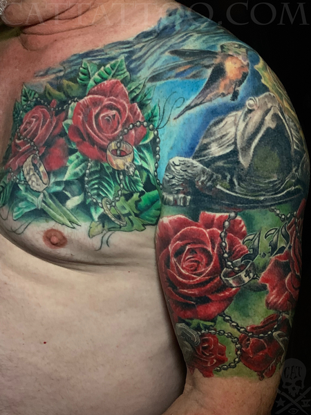 Terry Mayo - Color Rose and Rosary tattoo Image 5