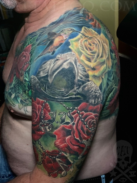 Terry Mayo - Color Rose and Rosary tattoo Image 4