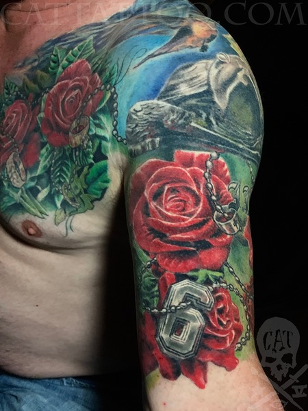Terry Mayo - Color Rose and Rosary tattoo Image 1