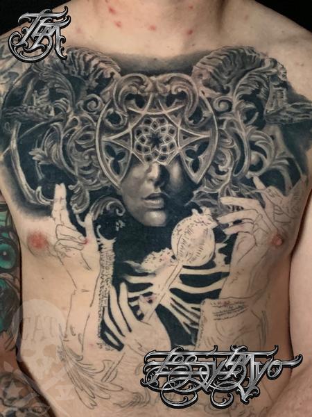 Tattoos - Black and grey chest tattoo - 142553