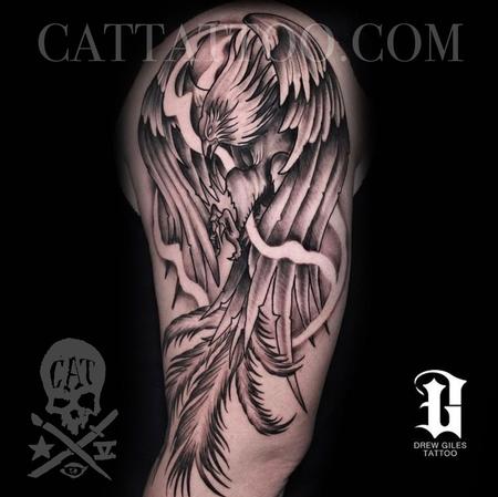 Tattoos - Black and Grey Pheonix - 142949