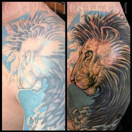 Tattoos - Before and After of Color Lion Tattoo - 138765