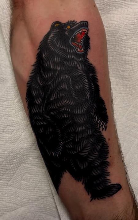 Tattoos - Traditional Black Bear Forearm Tattoo - 145413