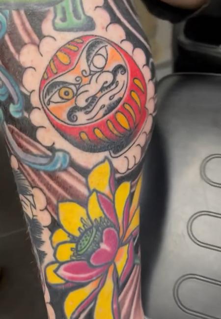 Justin Gorbey - Japanese Traditional Daruma and Lotus By Justin Gorbey