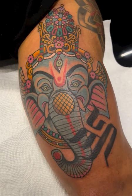 Tattoos - Traditional Style Ganesh Arm Tattoo - 145485