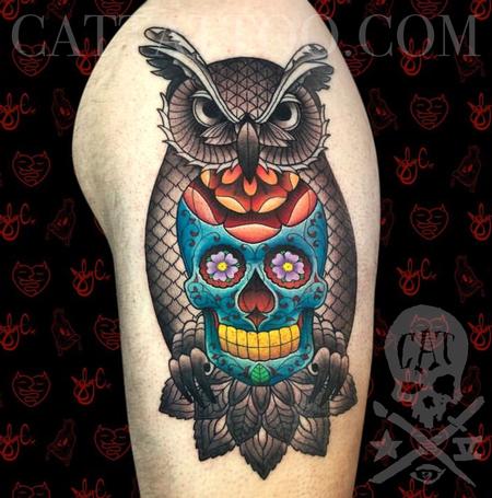 Tattoos - Owl and Skull - 145757
