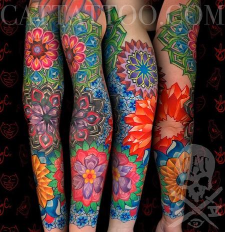 Tattoos - Geometric Color Sleeve - 145930