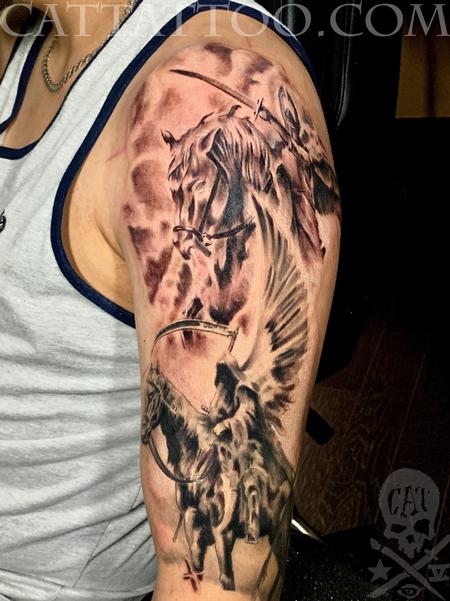 Tattoos - Horseman half sleeve - 140904