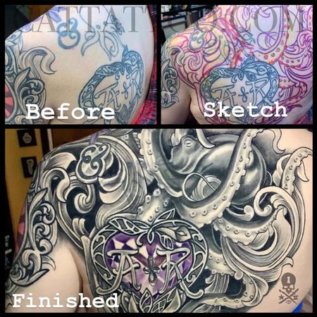Tattoos - Before and After black and grey cover up tattoo - 142229