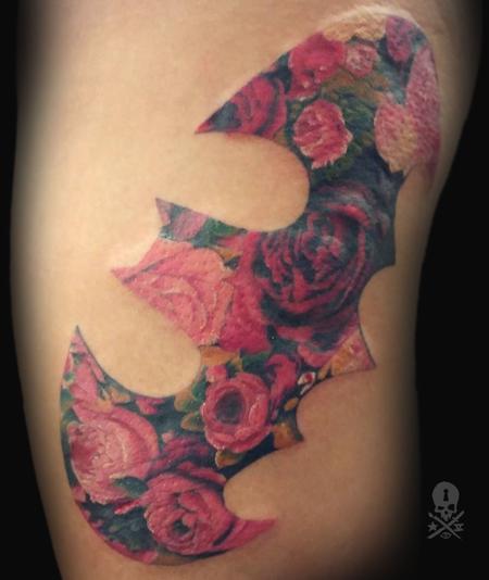 Tattoos - Floral Batman  - 130334