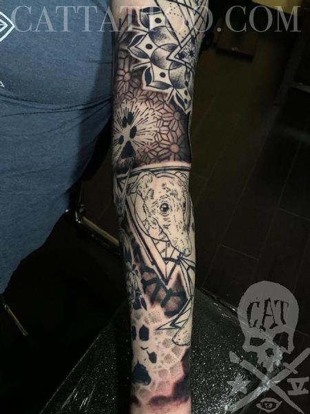 Tattoos - Black and grey dog tattoo - 142158