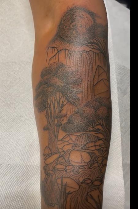 Tattoos - Black and Gray Woodland Illustrative Tattoo - 145536