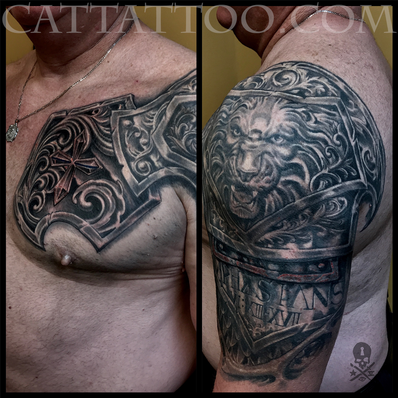 Black and Grey Lion Armor Tattoo Image 2 by Terry Mayo: TattooNOW