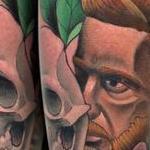 Tattoos - Man with skull and flowers  - 144789