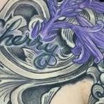 Prints-For-Sale - Black and grey filigree tattoo with script - 142560