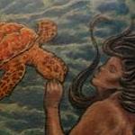 Tattoos - Color Mermaid and Sea Turtle Tattoo - 138426