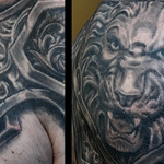 Tattoos - Black and Grey Lion Armor Tattoo Image 2 - 139124