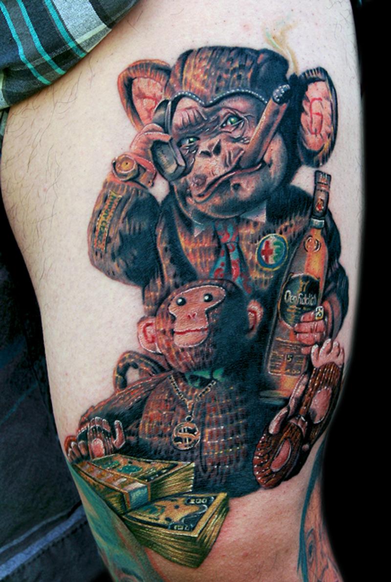 Weird monkey tattoo by Cecil Porter: TattooNOW